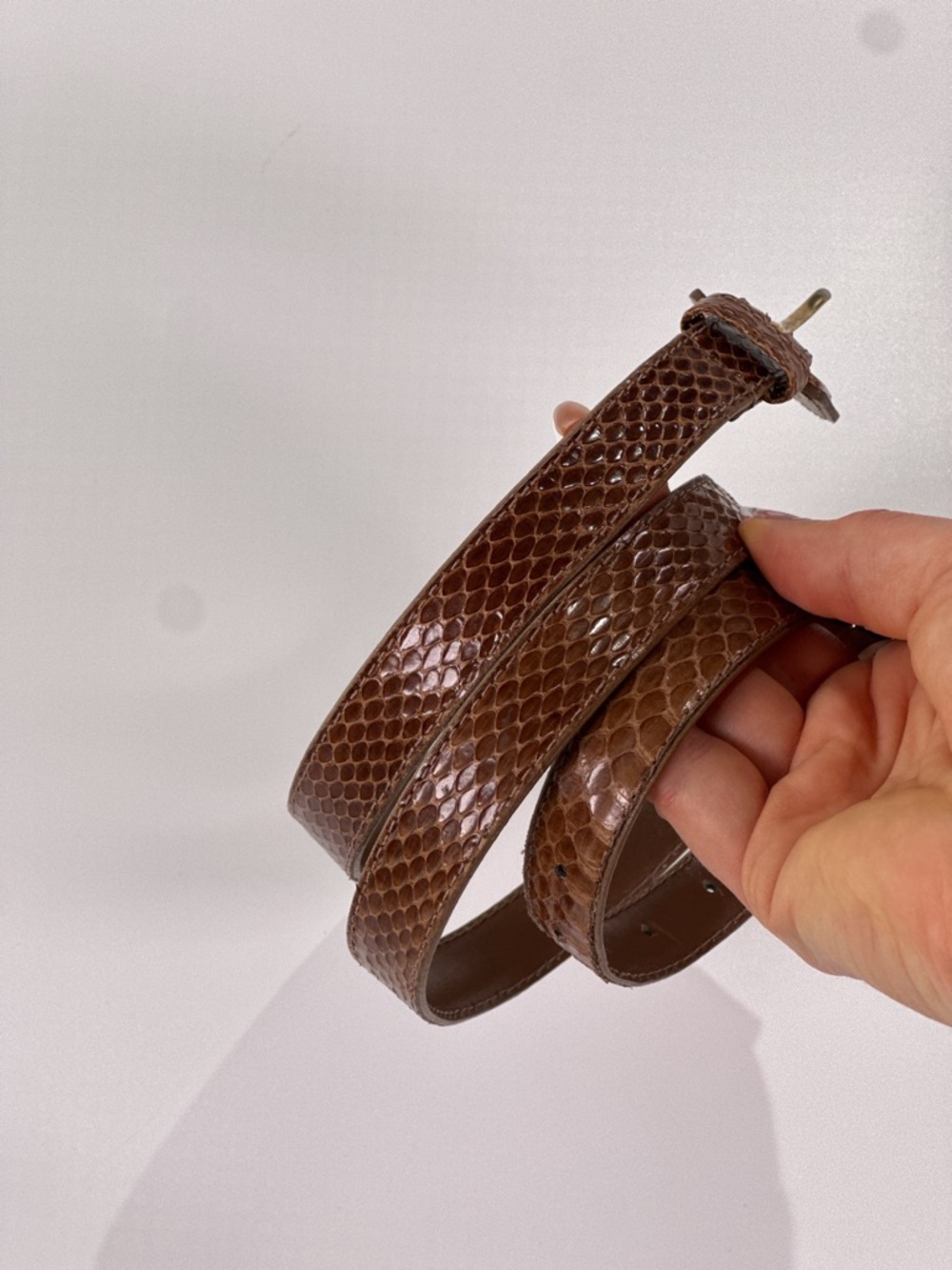 Vintage Genuine Snakeskin Belt 32 35 Brown Waist Accessory - Picture 4 of 12